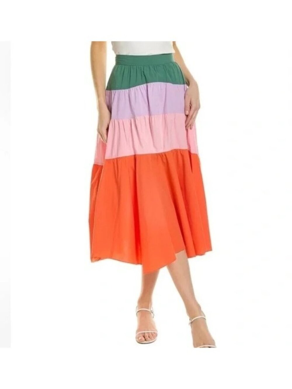 Derek Lam 10 Crosby Katalina Midi Skirt Size 4 Colorblock Indie Spring Modern